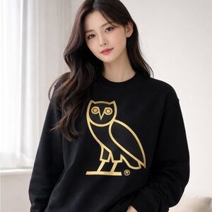 OVO Black and Gold Owl Logo Men's Sweatshirt